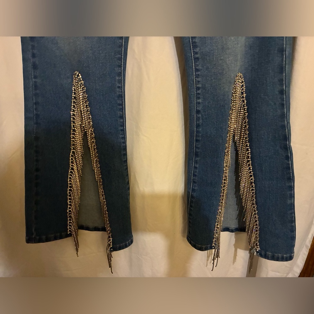 Blue B Rhinestone Fringe Jeans - Picture 9 of 13